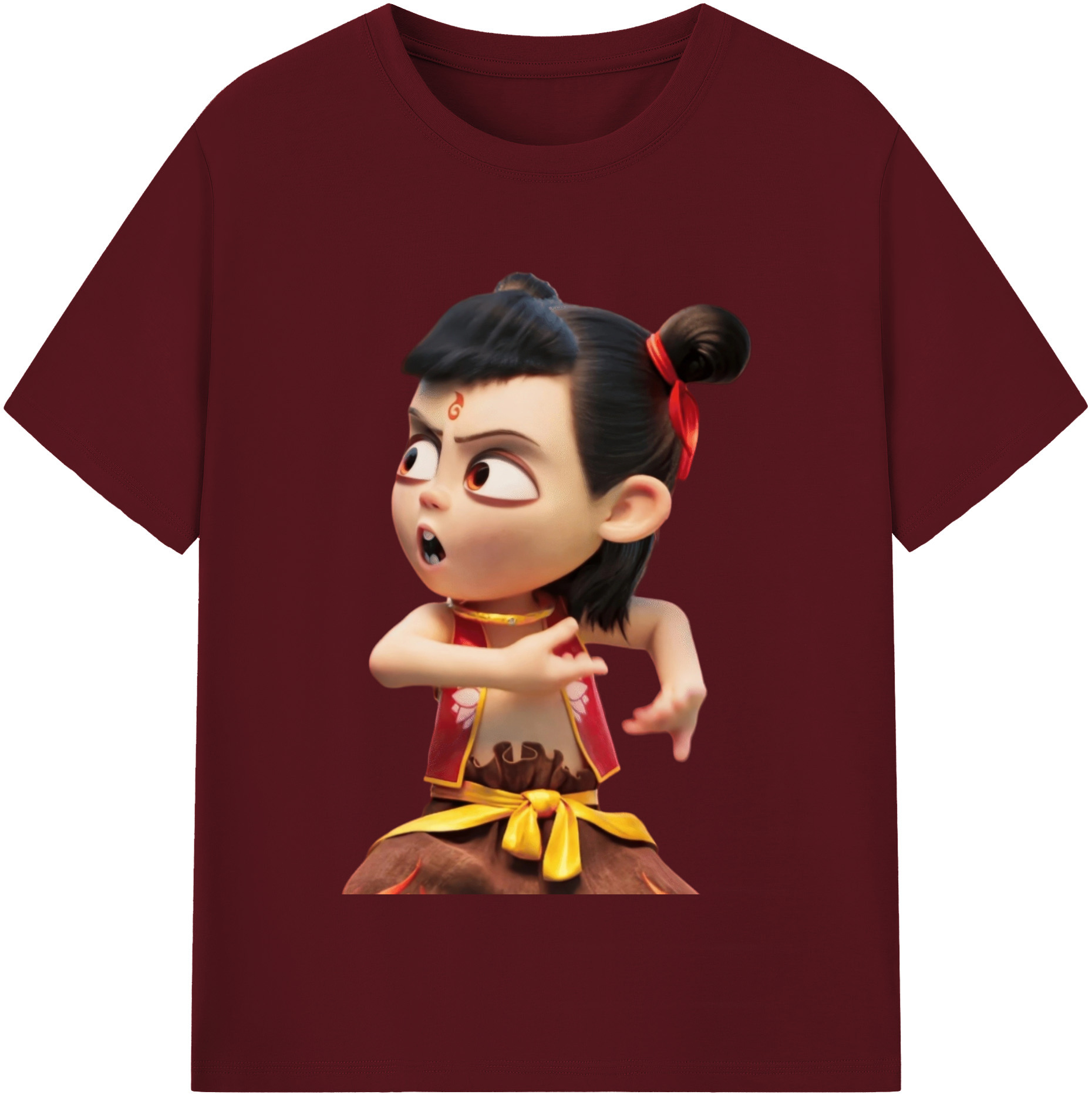 （画像用） Ne Zha 2 ナタ 魔童の大暴れ 綿100％半袖Tシャツ（フロントプリント）